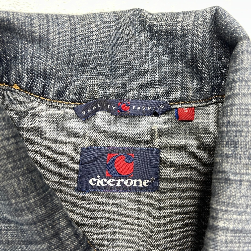 Cicerone Trucker Jacket Mens Small Blue Denim Long Sleeve Collared Button Front - Picture 5 of 8